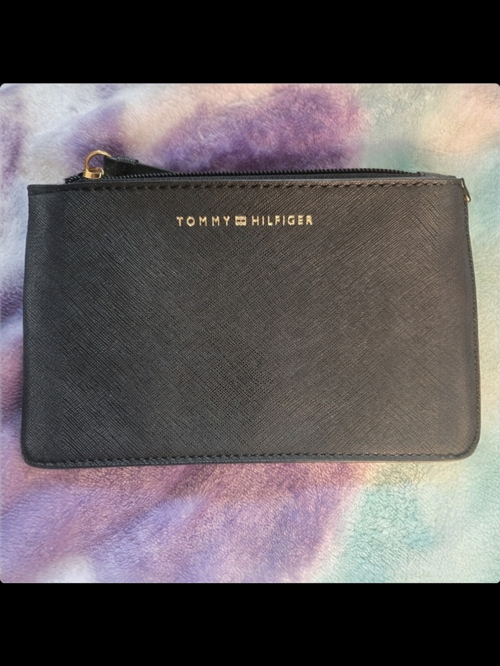 Tommy Hilfiger Black Gold-Accent Wristlet Pouch -NWOT - Picture 2 of 5